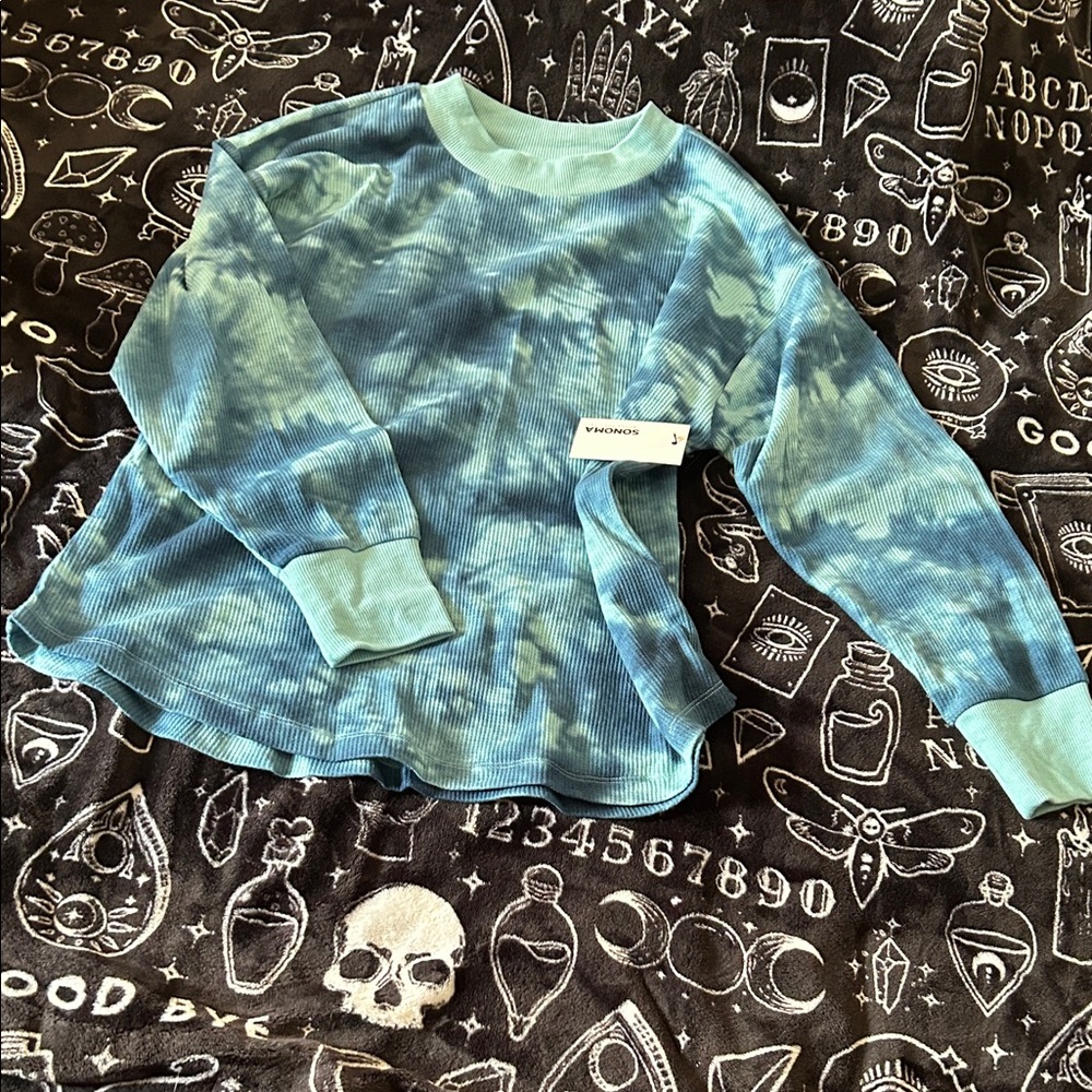 Sonoma Blue and Green Tie-Dye Long Sleeve Top